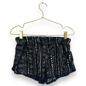 Ecote Women's Size S Shorts Tapestry Booty Pull On Boho Hippie Black & White 564